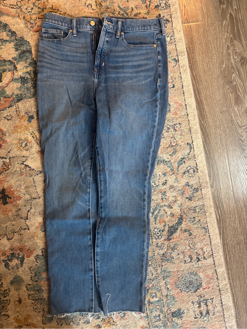 Banana Republic Straight-Leg Jeans in Medium/Dark Blue Wash